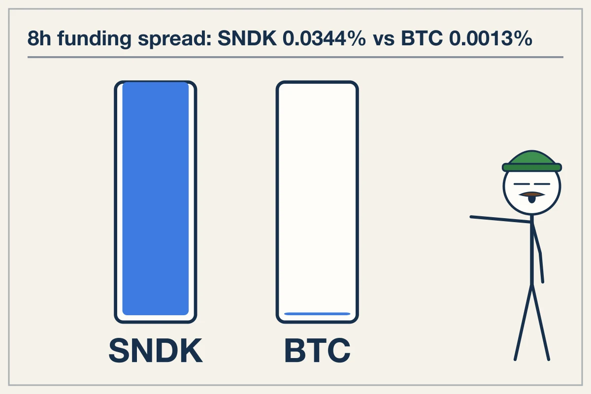 SNDK Funding Spreads Reach 0.0344 Percent Per 8 Hours Across Venues