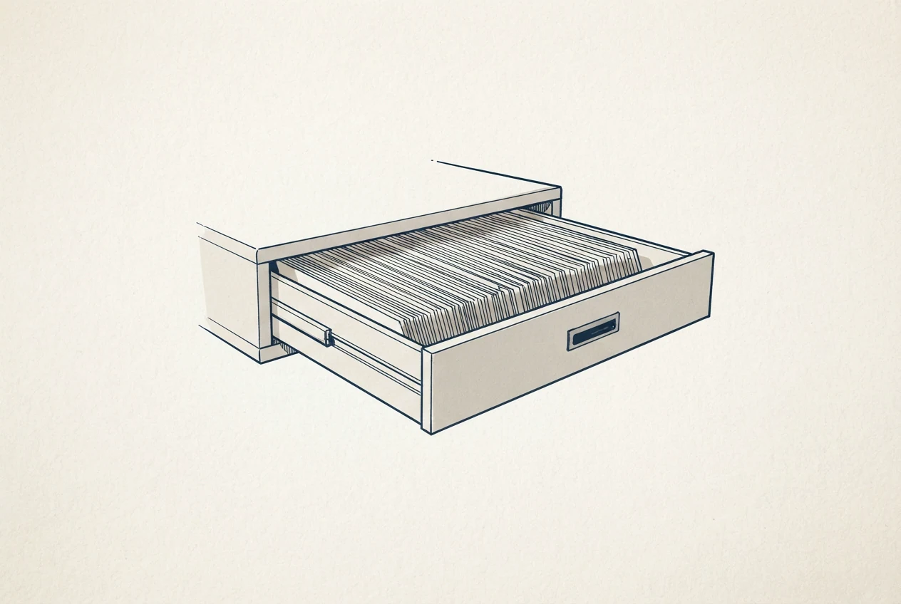 Everything else: Pieces that do not fit the shelves above.